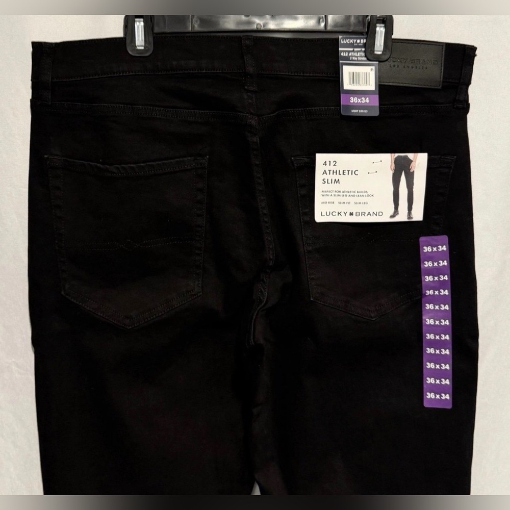 Lucky Brand Mens Jeans 412 Athletic Slim 36 2Way Stretch Black 36 X 34 NWT $99 - Picture 8 of 12